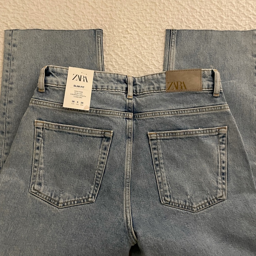 Zara NWOT women’s size 6 high rise denim, slim fit, cropped length, comfort - Picture 9 of 9